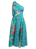 Matchesfashion.com Beulah - Bipasha One Shoulder Floral Print Silk Dress - Womens - Green Multi