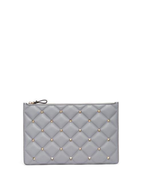 Matchesfashion.com Valentino - Candystud Quilted Leather Pouch - Womens - Light Blue