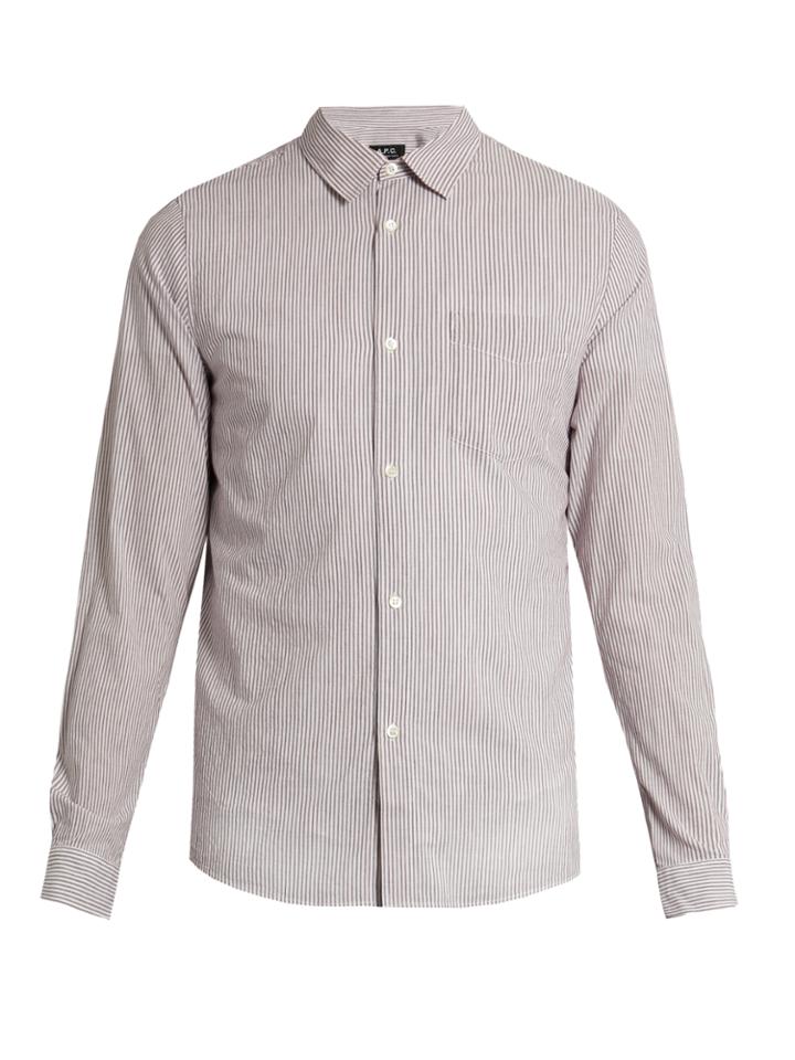 A.p.c. Single-pocket Striped Cotton Shirt