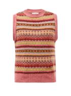 Molly Goddard - Lennon Fair Isle Wool Sleeveless Sweater - Mens - Pink Multi