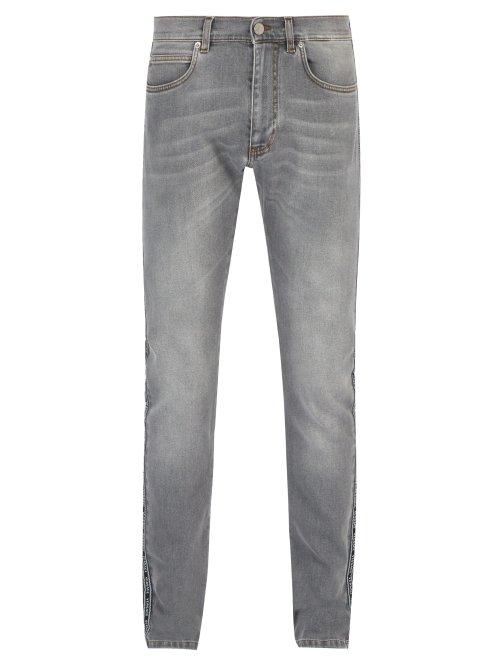 Matchesfashion.com Versace - Logo Stripe Straight Leg Jeans - Mens - Grey
