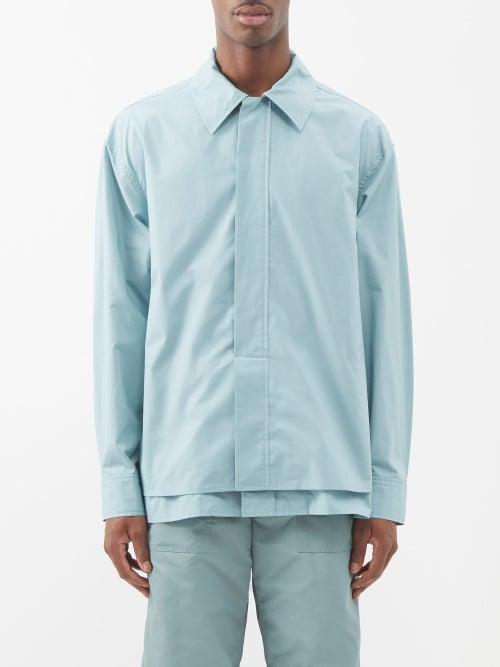 Le17septembre Homme - Layered-hem Cotton Shirt - Mens - Blue