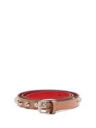 Matchesfashion.com Christian Louboutin - Loubispikes Studded Leather Belt - Womens - Light Pink