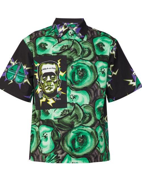 Matchesfashion.com Prada - Poppy Print Poplin Shirt - Mens - Black Green