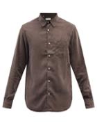 Officine Gnrale - Benoit Garment-dyed Lyocell-twill Shirt - Mens - Dark Brown