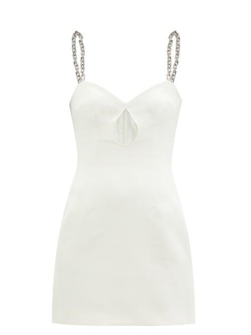 Ladies Rtw David Koma - Chain-link Strap Crepe Mini Dress - Womens - White