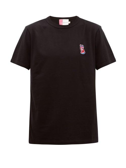 Matchesfashion.com Maison Kitsun - Patched Acide Fox Embroidered Cotton T Shirt - Mens - Black