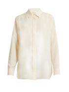 Matchesfashion.com The Row - Big Sisea Point Collar Silk Poplin Shirt - Womens - Cream