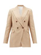 Matchesfashion.com Brunello Cucinelli - Double-breasted Technical-twill Suit Jacket - Womens - Beige