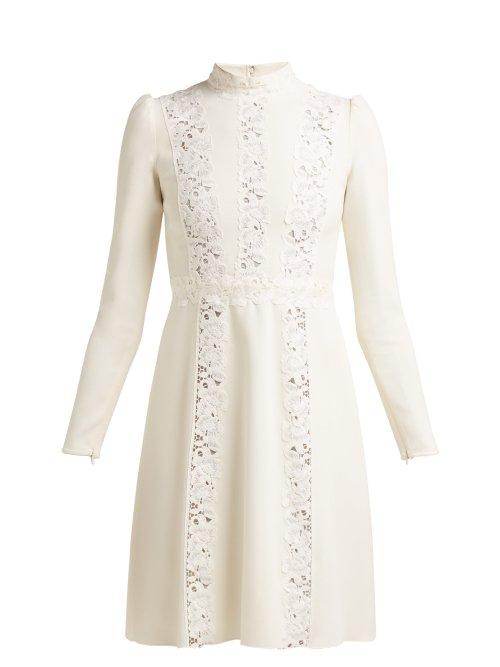 Matchesfashion.com Giambattista Valli - Lace Insert Cady Dress - Womens - Ivory