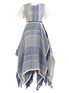 Matchesfashion.com Jw Anderson - Striped Jacquard Handkerchief Hem T Shirt Dress - Womens - Blue Multi
