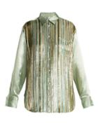 Matchesfashion.com Sies Marjan - Sander Velvet Stripe Silk Blend Shirt - Womens - Light Green