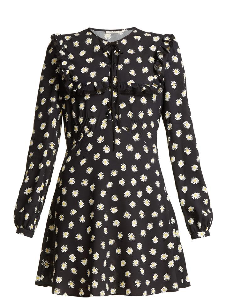 Miu Miu Daisy-print Lace-up Mini Dress