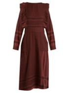 Cecilie Copenhagen Ruffle-detail Scarf-jacquard Cotton Midi Dress