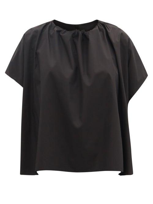 Matchesfashion.com Toogood - The Poet Gathered Cotton-poplin Top - Womens - Black