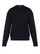 Matchesfashion.com Berluti - Leather Elbow Patch Sweatshirt - Mens - Navy
