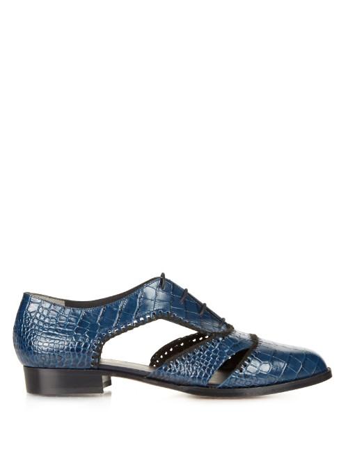 Robert Clergerie Ambro Crocodile-effect Leather Shoes