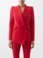 Alexander Mcqueen - Asymmetric Tailored Crepe Suit Jacket - Womens - Red