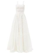Matchesfashion.com Luisa Beccaria - Square-neck Fil-coup Organza Gown - Womens - White