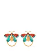 Chopova Lowena - Crystal And Enamel Butterfly Earrings - Womens - Gold Multi
