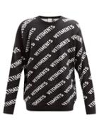 Mens Rtw Vetements - Logo-jacquard Cotton-blend Sweater - Mens - Black