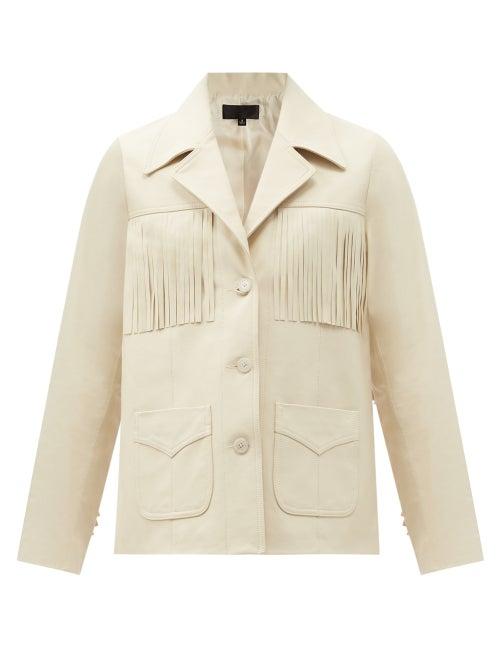 Matchesfashion.com Nili Lotan - Carter Fringed Leather Jacket - Womens - Cream
