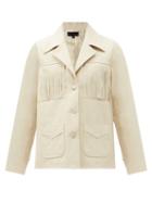 Matchesfashion.com Nili Lotan - Carter Fringed Leather Jacket - Womens - Cream