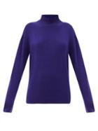 Matchesfashion.com The Elder Statesman - Oversized High-neck Cashmere Sweater - Womens - Navy