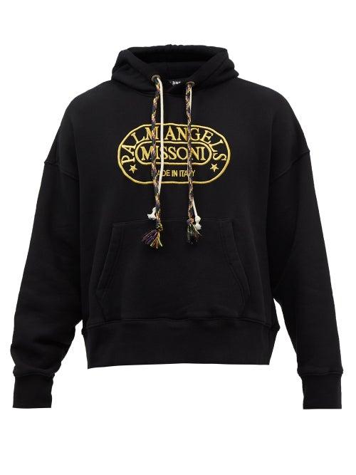 Palm Angels - X Missoni Embroidered Cotton Hooded Sweatshirt - Mens - Black