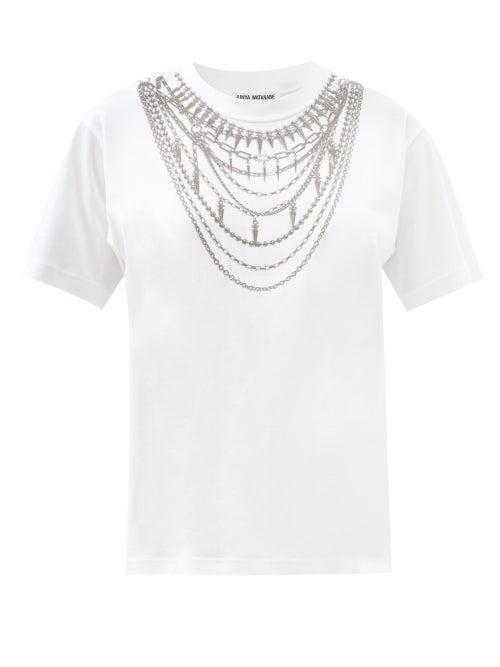 Matchesfashion.com Junya Watanabe - Chain-print Cotton-jersey T-shirt - Womens - White