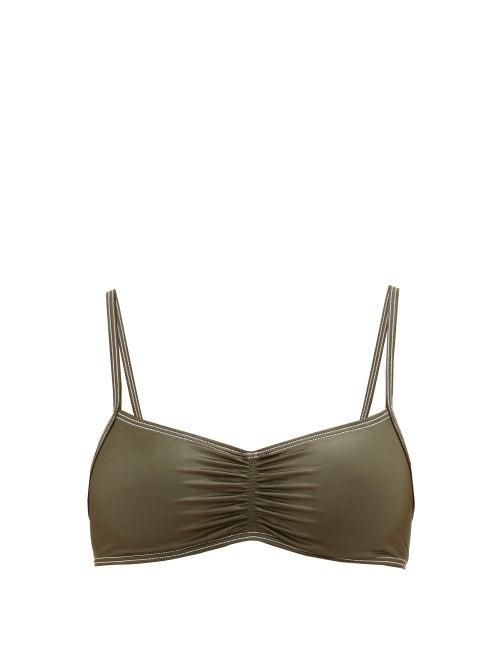 Matchesfashion.com Solid & Striped - The Mimi Metallic Bikini Top - Womens - Khaki