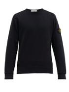 Matchesfashion.com Stone Island - Garment Dyed Logo Patch Cotton Sweatshirt - Mens - Navy