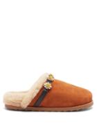 Fabrizio Viti - Cloud Floral-appliqu Shearling-lined Slippers - Womens - Beige