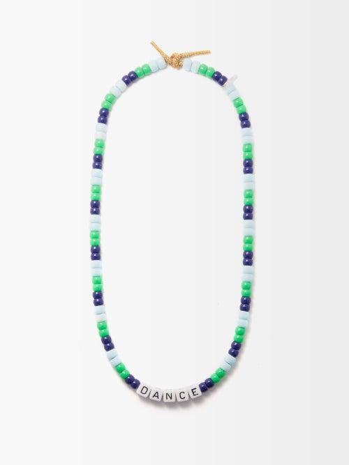 Lauren Rubinski - Dance Bead And Lurex Necklace - Womens - Blue Multi