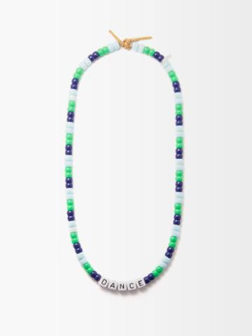 Lauren Rubinski - Dance Bead And Lurex Necklace - Womens - Blue Multi