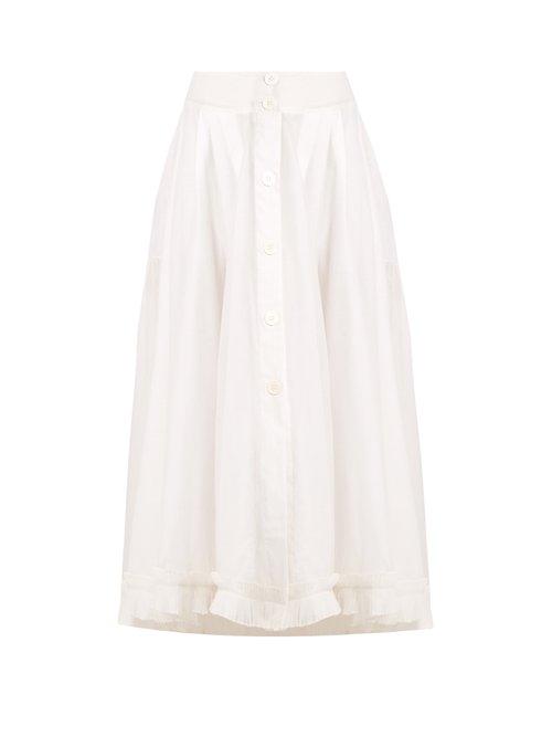 Matchesfashion.com Thierry Colson - Romane Cotton And Silk Blend Voile Skirt - Womens - White