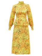 Matchesfashion.com Alessandra Rich - Crystal-embellished Silk-crepe De Chine Midi Dress - Womens - Yellow