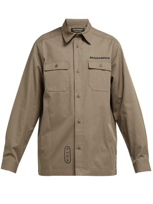 Matchesfashion.com Maharishi - Yoshitoshi Geisha Print Cotton Gabardine Shirt - Womens - Khaki