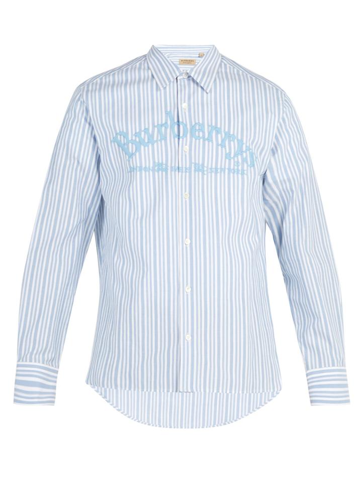 Burberry Logo-embroidered Striped Cotton Shirt