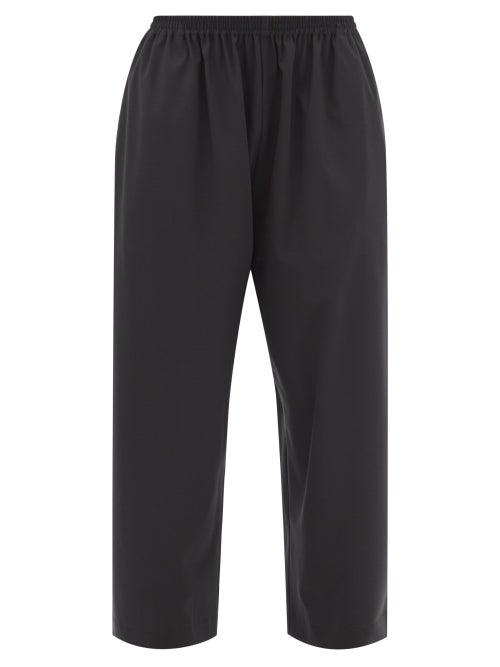 Eskandar - Cropped Wool-blend Twill Trousers - Womens - Black