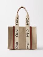 Chlo - Woody Logo-print Canvas Tote Bag - Womens - Beige