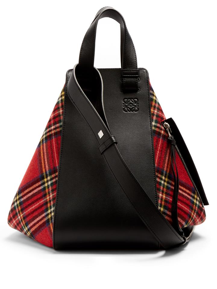 Loewe Hammock Tartan And Leather Tote