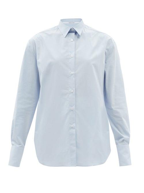 Another Tomorrow - Men's Oversized Organic-cotton Poplin Shirt - Womens - Light Blue