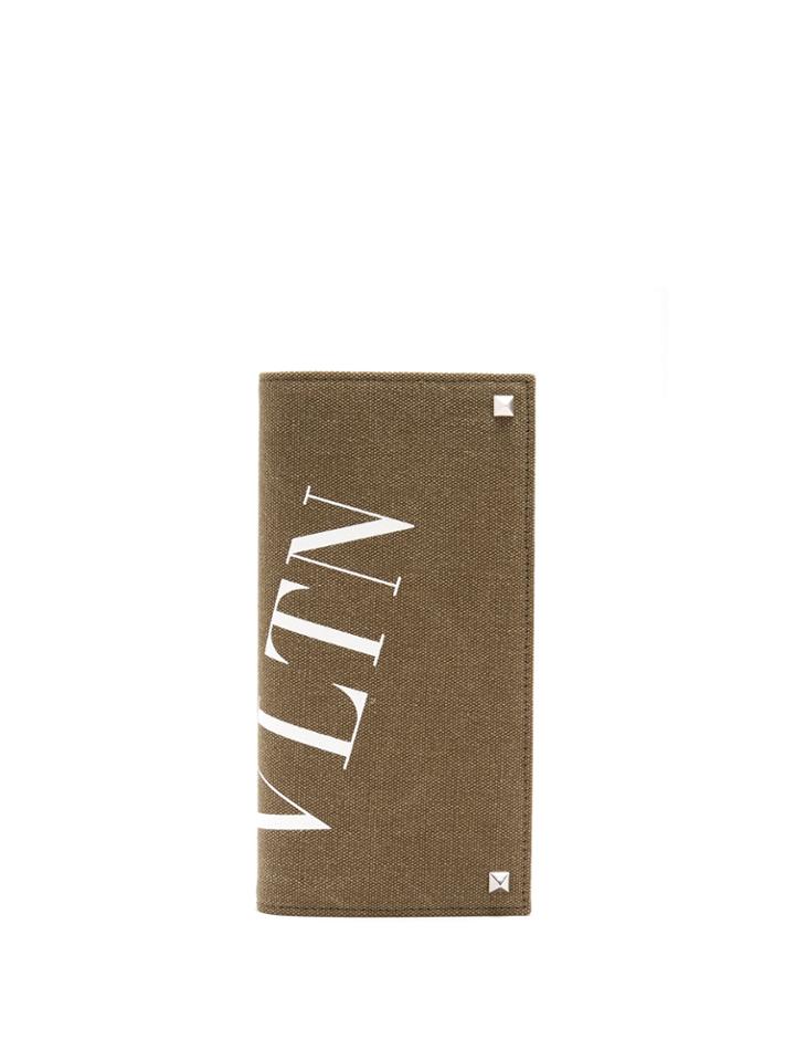 Valentino Rockstud Bi-fold Canvas-leather Wallet