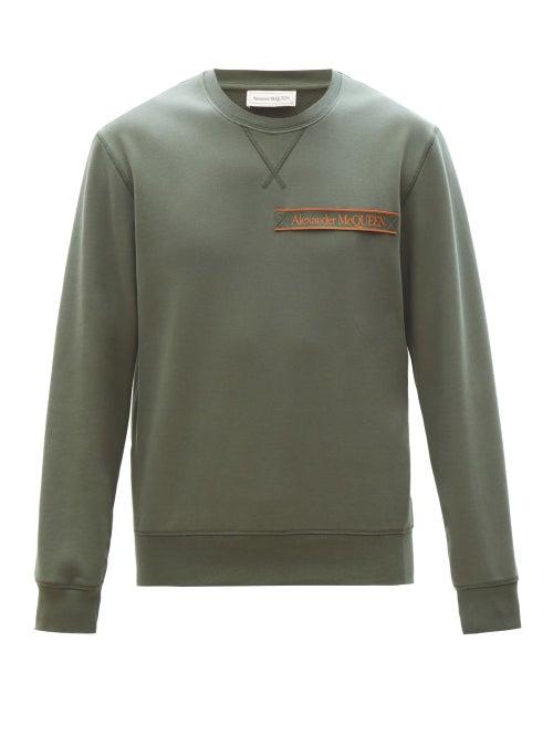 Alexander Mcqueen - Logo-tape Cotton-jersey Sweatshirt - Mens - Khaki