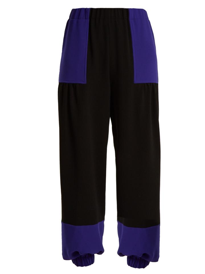Duro Olowu Contrast-panel High-rise Crepe Trousers