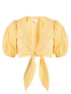 Matchesfashion.com Lisa Marie Fernandez - Puff Sleeved Tie Waist Cotton Blouse - Womens - Orange White