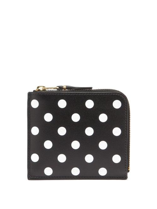 Matchesfashion.com Comme Des Garons Wallet - Zip-around Polka-dot Leather Wallet - Womens - Black