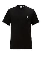 Matchesfashion.com Burberry - Embroidered Monogram Cotton Jersey T Shirt - Mens - Black