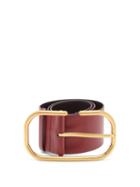 Matchesfashion.com Valentino - Oversized Buckle Leather Belt - Womens - Burgundy